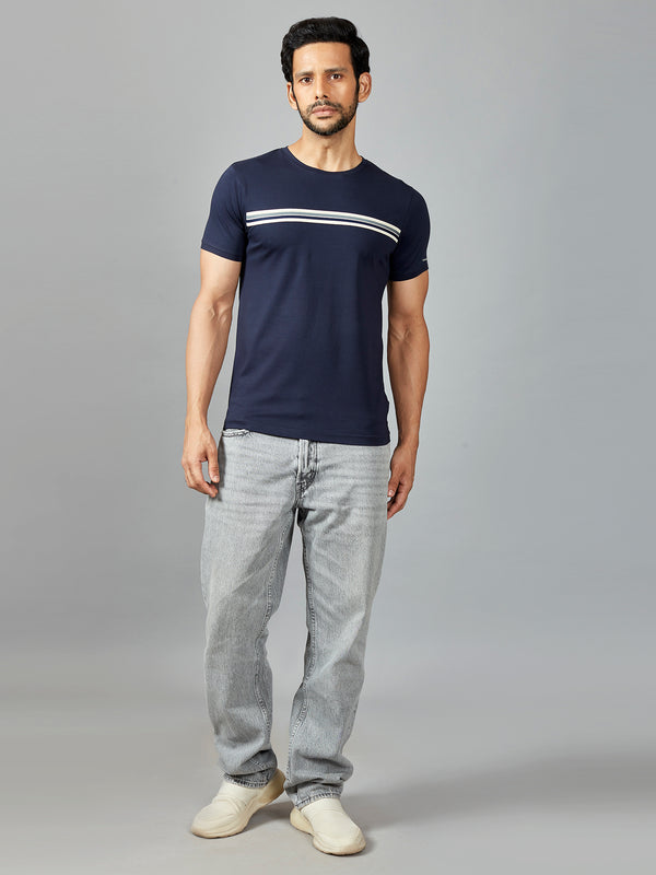 Stripes Navy Blue T-Shirt