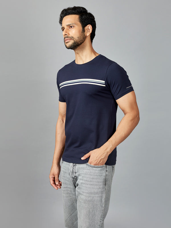 Stripes Navy Blue T-Shirt