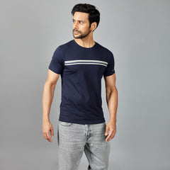Stripes Navy Blue T-Shirt
