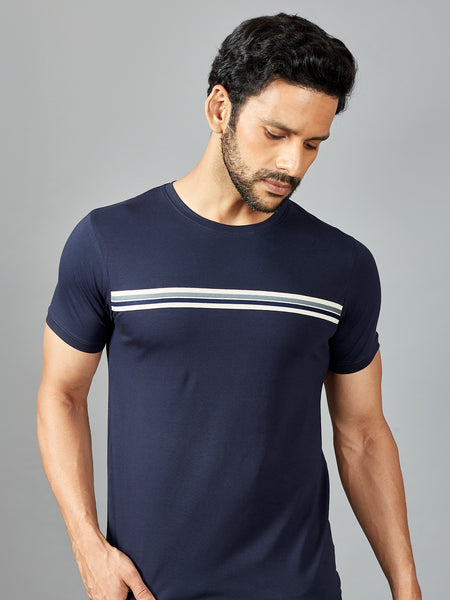 Stripes Navy Blue T-Shirt