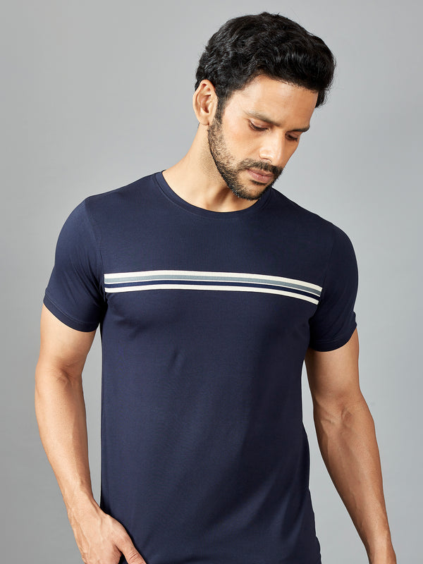 Stripes Navy Blue T-Shirt
