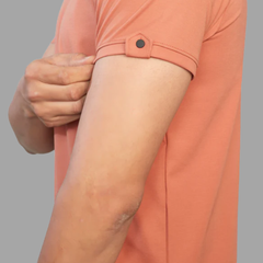 Men's Orange Henley Full Sleeve T-Shirt – 100% Pure Cotton | Kuch Kuch Fashion