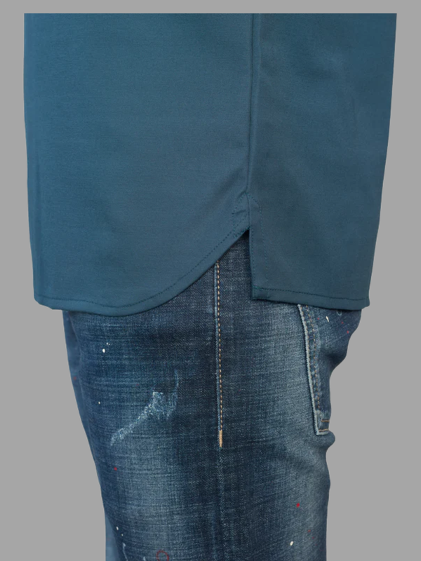 Men's Teal Blue Henley Full Sleeve T-Shirt – 100% Pure Cotton | Kuch Kuch Fashion