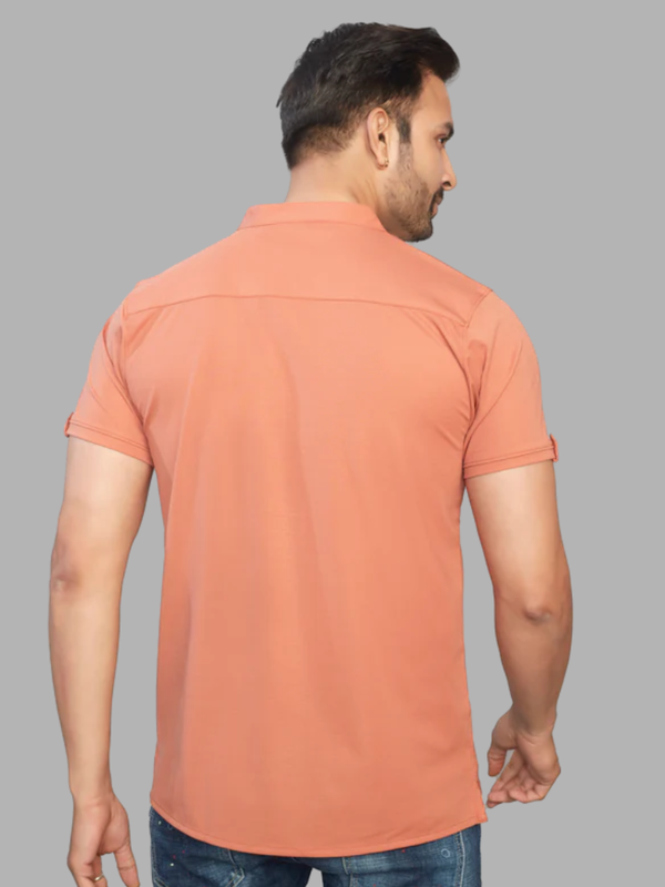 Men's Orange Henley Full Sleeve T-Shirt – 100% Pure Cotton | Kuch Kuch Fashion
