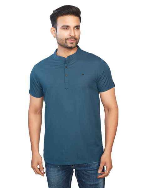Teal Blue Henley T-shirt