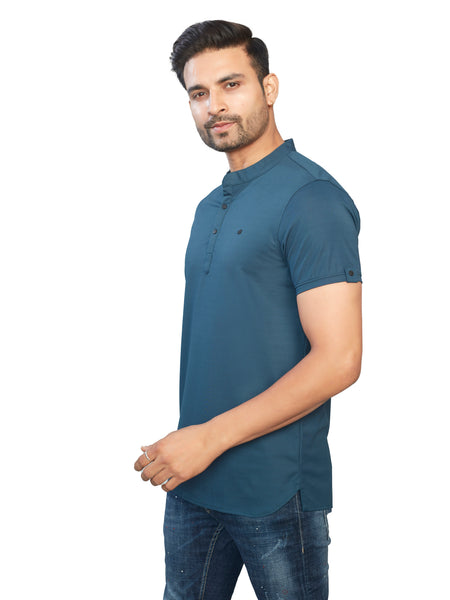 Teal Blue Henley T-shirt
