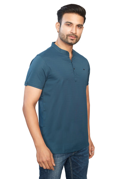 Teal Blue Henley T-shirt