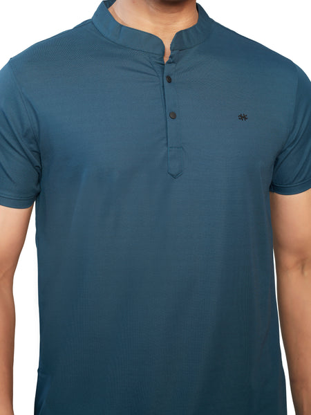 Teal Blue Henley T-shirt